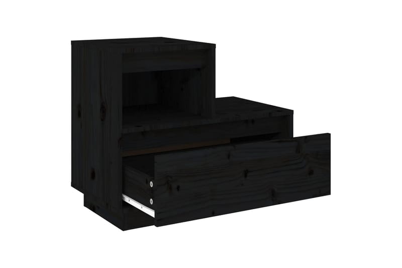 beBasic Nattbord 2 stk svart 60x34x51 heltre furu - Svart - Sengebord & nattbord
