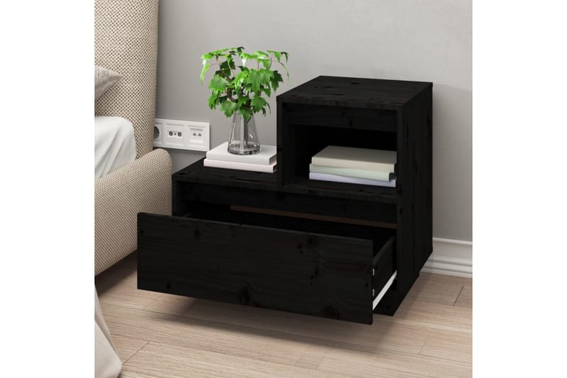 beBasic Nattbord 2 stk svart 60x34x51 heltre furu - Svart - Møbler - Bord - Avlastningsbord - Sengebord & nattbord