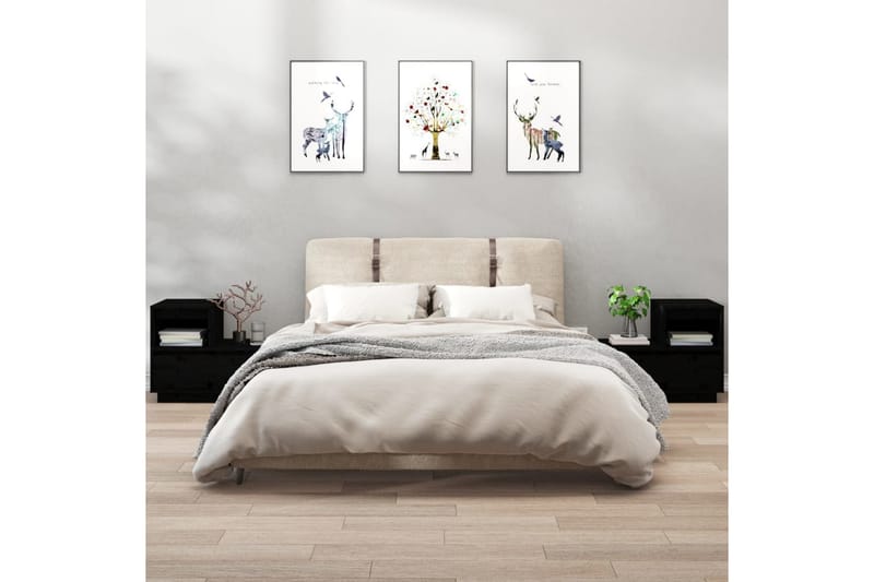 beBasic Nattbord 2 stk svart 60x34x51 heltre furu - Svart - Møbler - Bord - Avlastningsbord - Sengebord & nattbord