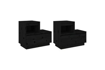 beBasic Nattbord 2 stk svart 60x34x51 heltre furu - Svart - Møbler - Bord - Avlastningsbord - Sengebord & nattbord
