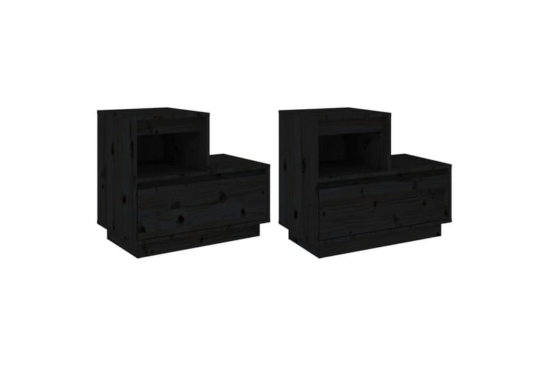 beBasic Nattbord 2 stk svart 60x34x51 heltre furu - Svart - Møbler - Bord - Avlastningsbord - Sengebord & nattbord