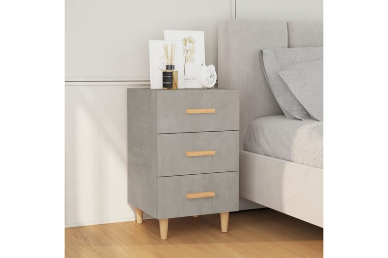 beBasic Nattbord betonggrå 40x40x66 cm konstruert tre - GrÃ¥ - Møbler - Bord - Avlastningsbord - Sengebord & nattbord