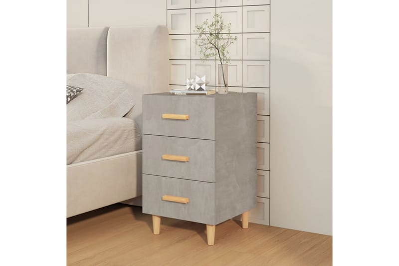 beBasic Nattbord betonggrå 40x40x66 cm konstruert tre - GrÃ¥ - Møbler - Bord - Avlastningsbord - Sengebord & nattbord