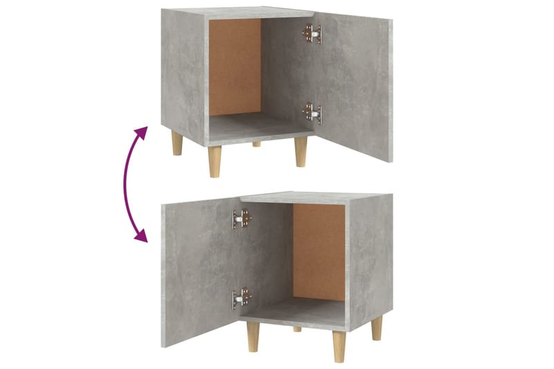 beBasic Nattbord betonggrå konstruert tre - GrÃ¥ - Sengebord & nattbord