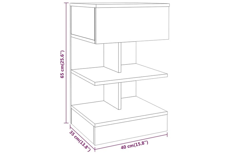 beBasic Nattbord brun eik 40x35x65 cm konstruert tre - Brun - Møbler - Bord - Avlastningsbord - Sengebord & nattbord