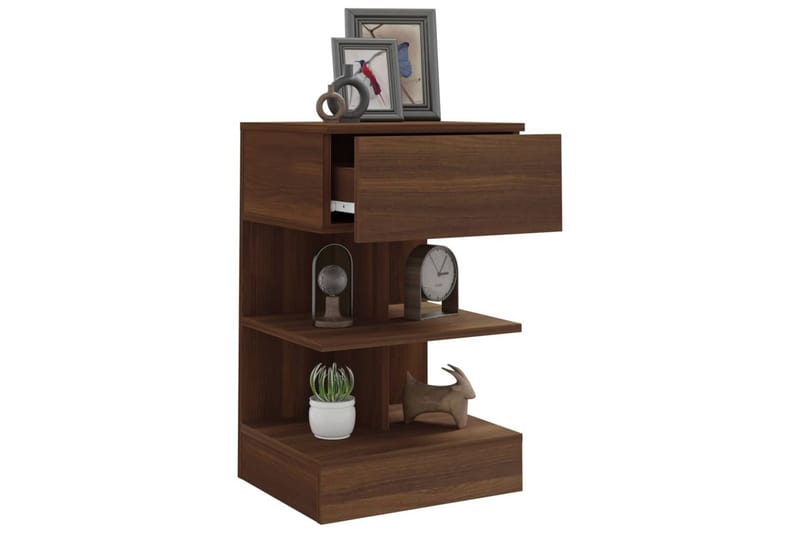 beBasic Nattbord brun eik 40x35x65 cm konstruert tre - Brun - Møbler - Bord - Avlastningsbord - Sengebord & nattbord