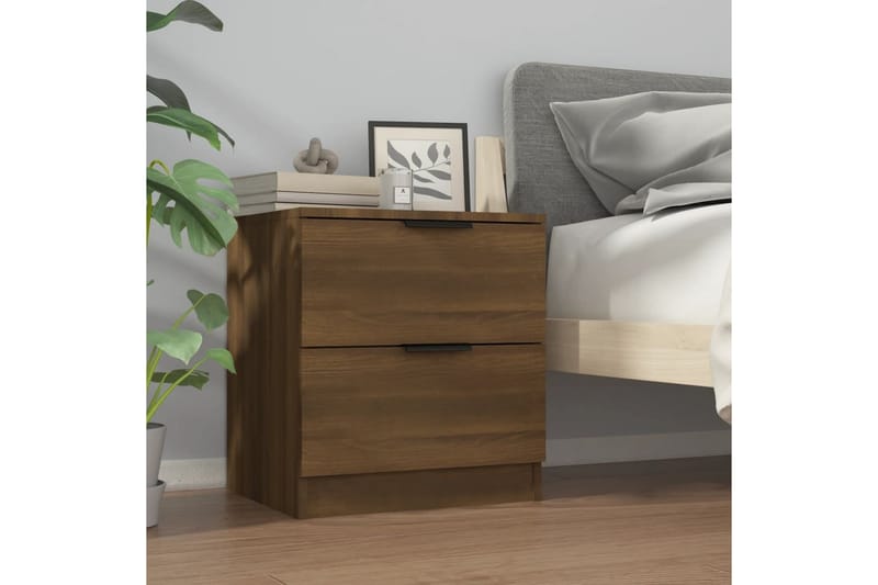 beBasic Nattbord brun eik konstruert tre - Brun - Møbler - Bord - Avlastningsbord - Sengebord & nattbord