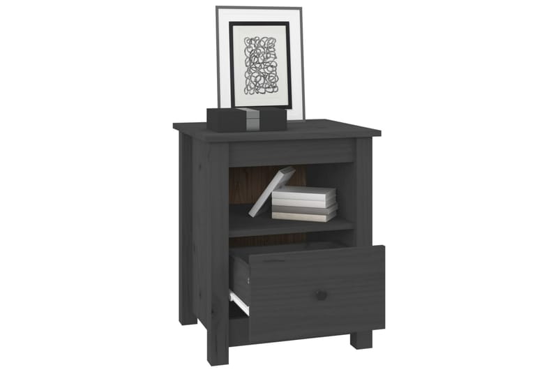 beBasic Nattbord grå 40x35x49 heltre furu - GrÃ¥ - Møbler - Bord - Avlastningsbord - Sengebord & nattbord