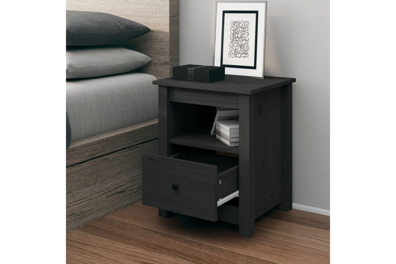 beBasic Nattbord grå 40x35x49 heltre furu - GrÃ¥ - Møbler - Bord - Avlastningsbord - Sengebord & nattbord