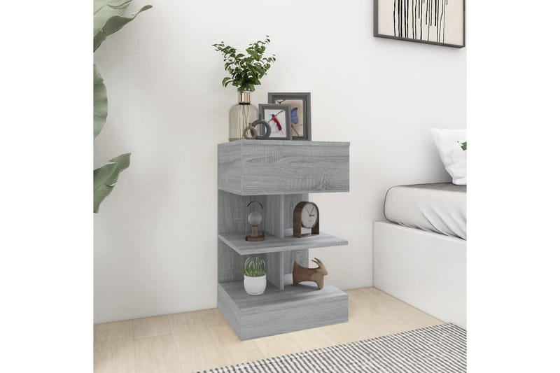 beBasic Nattbord grå sonoma 40x35x65 cm konstruert tre - GrÃ¥ - Møbler - Bord - Avlastningsbord - Sengebord & nattbord