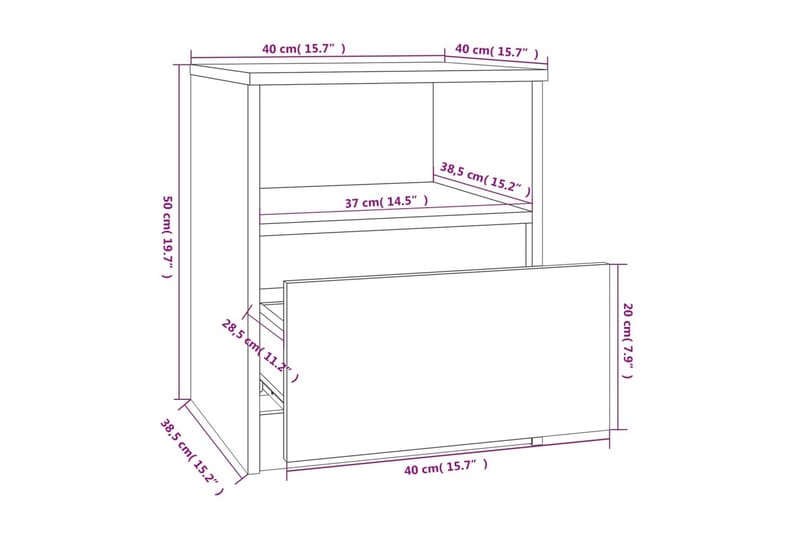 beBasic Nattbord grå sonoma 40x40x50 cm konstruert tre - GrÃ¥ - Sengebord & nattbord
