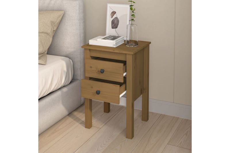 beBasic Nattbord honningbrun 40x35x61,5 cm heltre furu - Brun - Møbler - Bord - Avlastningsbord - Sengebord & nattbord