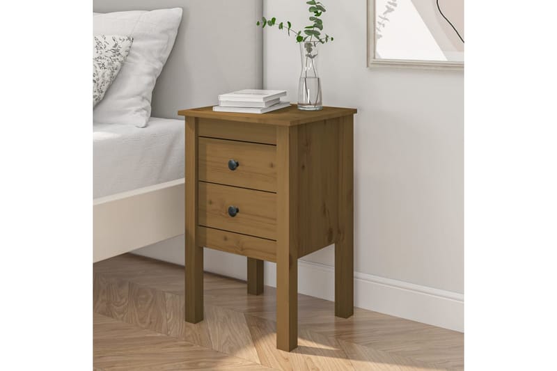 beBasic Nattbord honningbrun 40x35x61,5 cm heltre furu - Brun - Møbler - Bord - Avlastningsbord - Sengebord & nattbord
