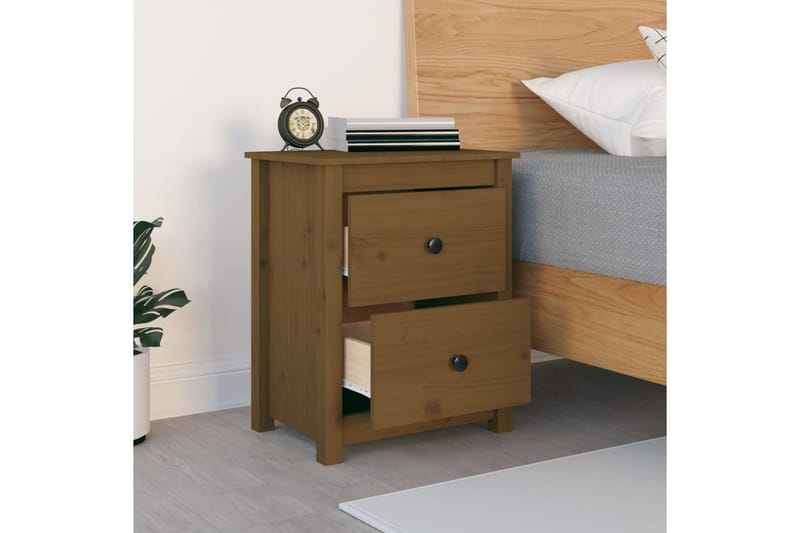 beBasic Nattbord honningbrun 50x35x61,5 cm heltre furu - Brun - Møbler - Bord - Avlastningsbord - Sengebord & nattbord