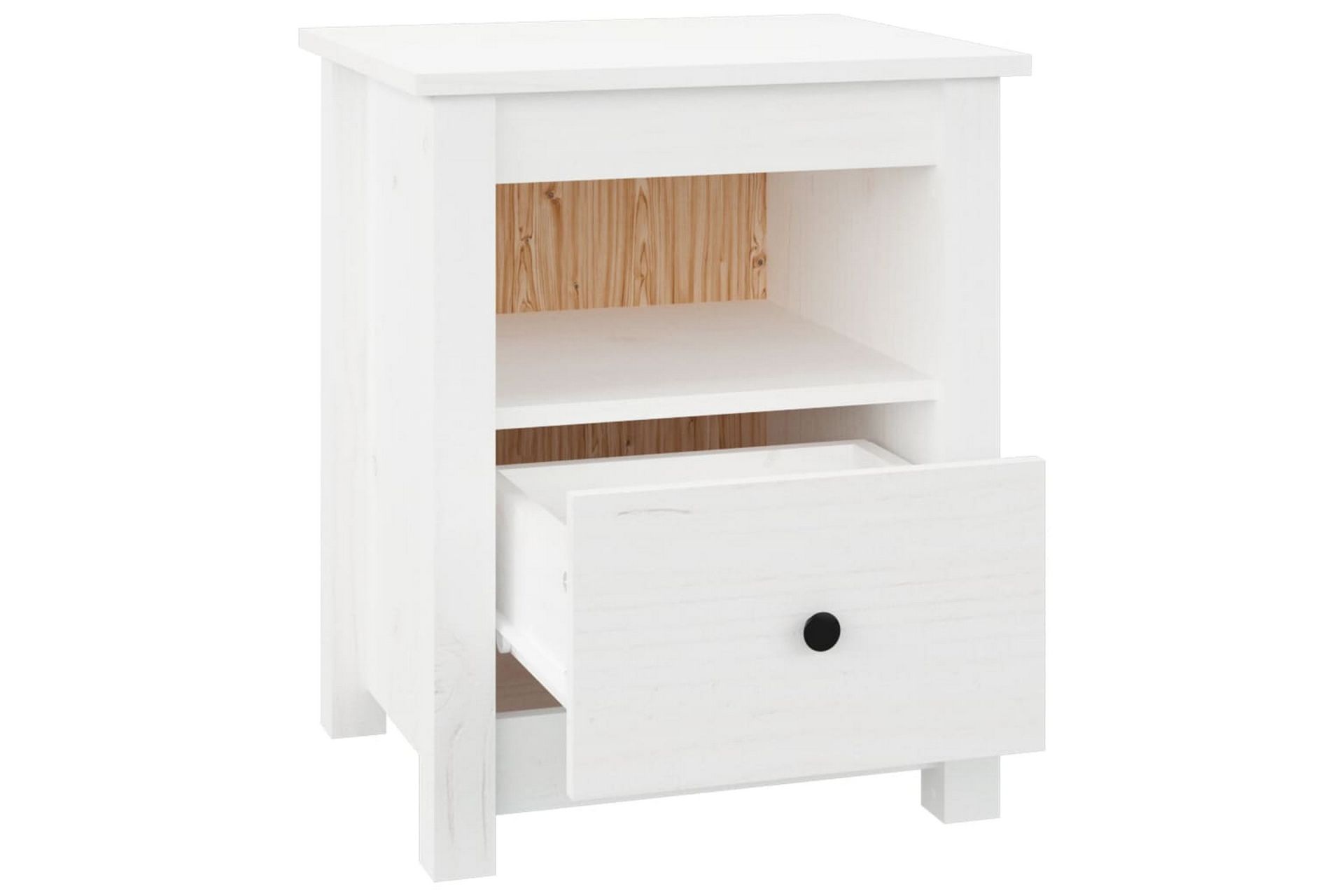beBasic Nattbord hvit 40x35x49 heltre furu - Hvit - Møbler - Bord - Avlastningsbord - Sengebord & nattbord