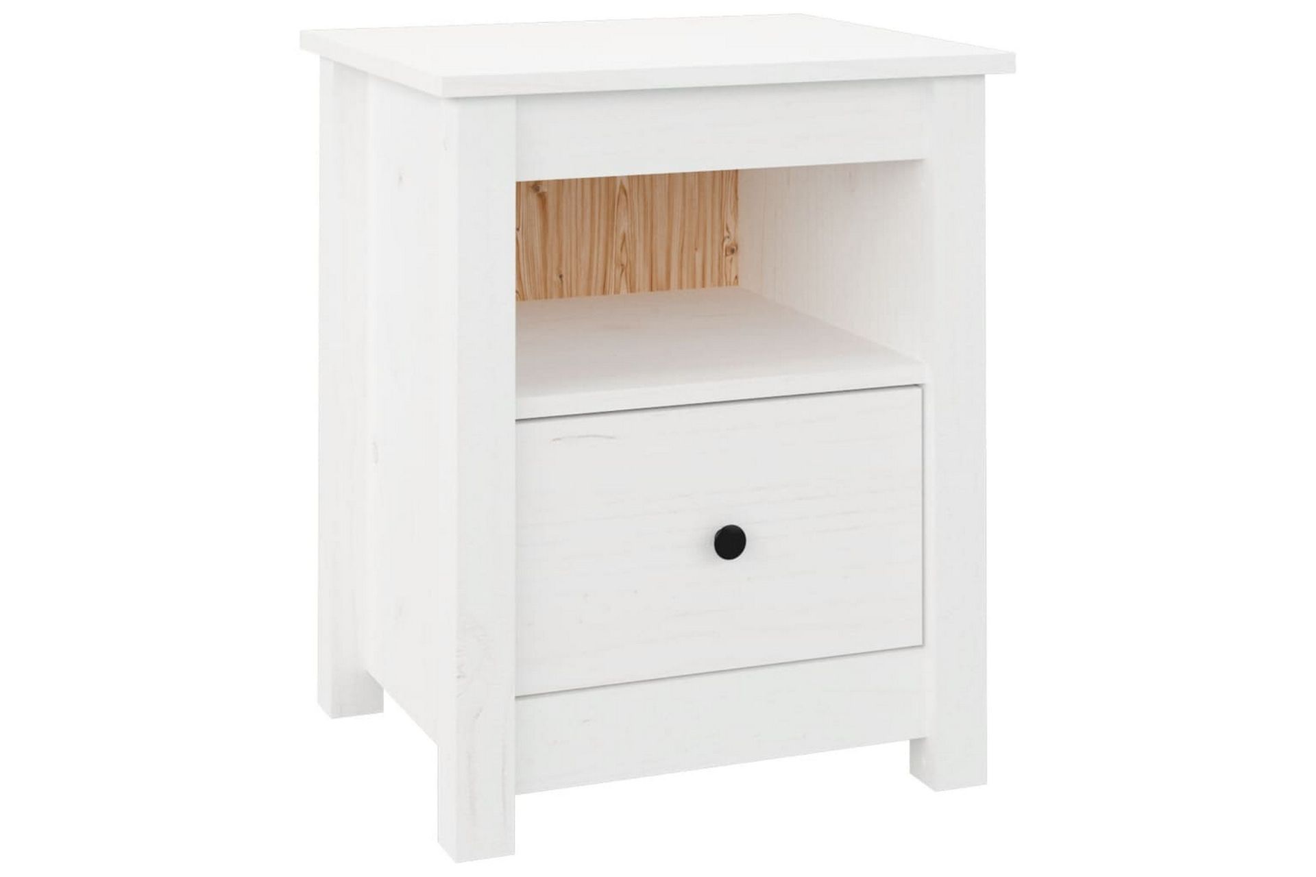 beBasic Nattbord hvit 40x35x49 heltre furu - Hvit - Møbler - Bord - Avlastningsbord - Sengebord & nattbord