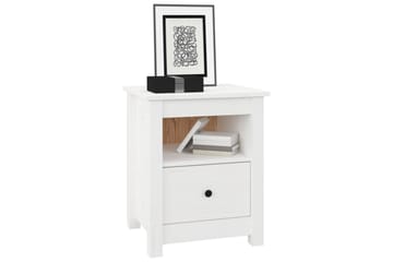 beBasic Nattbord hvit 40x35x49 heltre furu - Hvit - Møbler - Bord - Avlastningsbord - Sengebord & nattbord