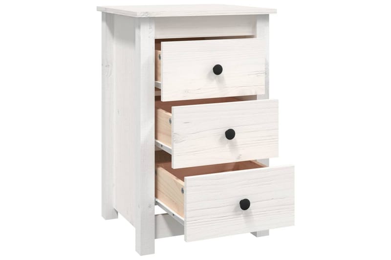 beBasic Nattbord hvit 40x35x61,5 heltre furu - Hvit - Møbler - Bord - Avlastningsbord - Sengebord & nattbord