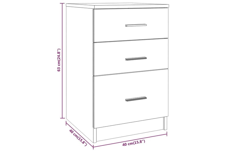 beBasic Nattbord hvit 40x40x63 cm konstruert tre - Hvit - Møbler - Bord - Avlastningsbord - Sengebord & nattbord
