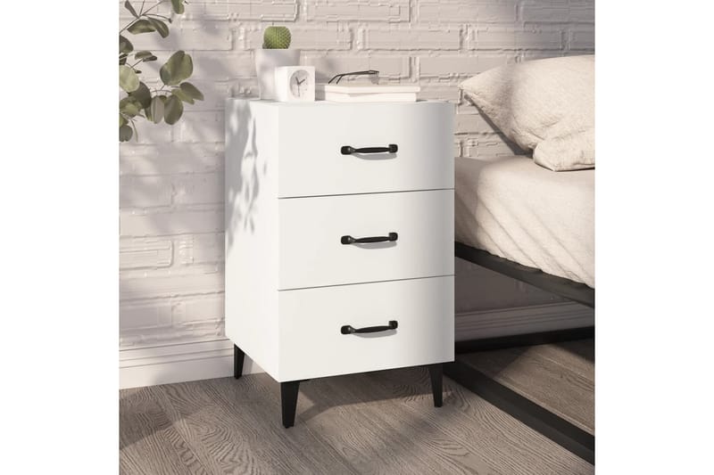 beBasic Nattbord hvit 40x40x66 cm konstruert tre - Hvit - Møbler - Bord - Avlastningsbord - Sengebord & nattbord