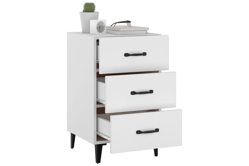beBasic Nattbord hvit 40x40x66 cm konstruert tre - Hvit - Møbler - Bord - Avlastningsbord - Sengebord & nattbord