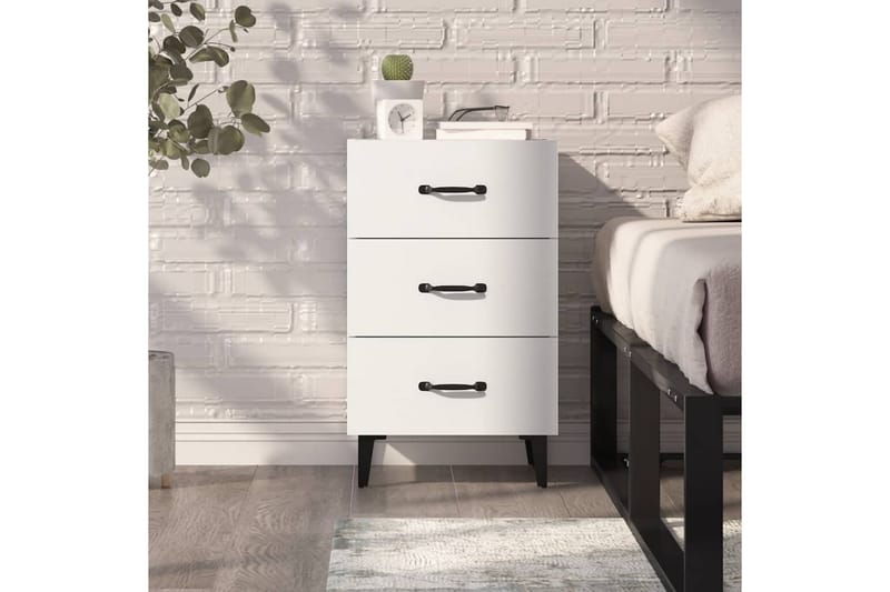 beBasic Nattbord hvit 40x40x66 cm konstruert tre - Hvit - Møbler - Bord - Avlastningsbord - Sengebord & nattbord