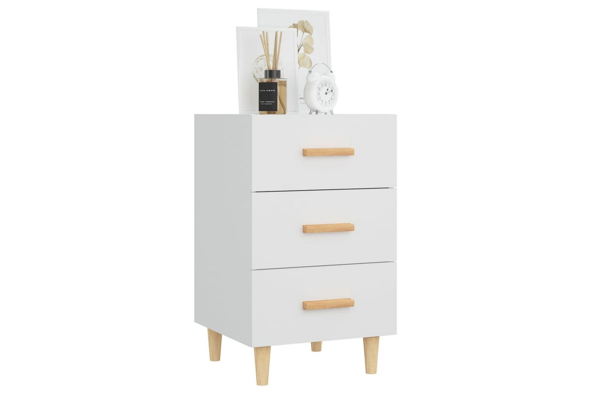 beBasic Nattbord hvit 40x40x66 cm konstruert tre - Hvit - Møbler - Bord - Avlastningsbord - Sengebord & nattbord