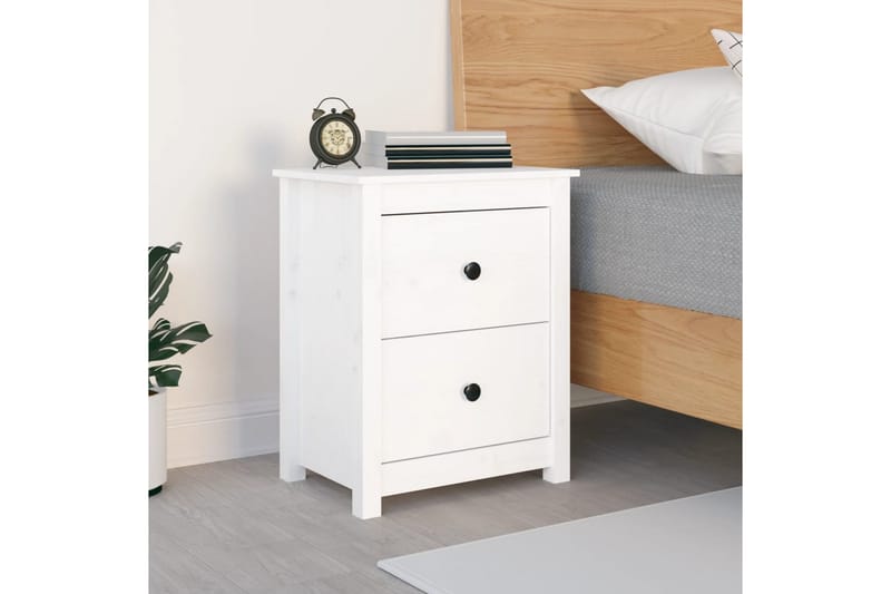 beBasic Nattbord hvit 50x35x61,5 heltre furu - Hvit - Møbler - Bord - Avlastningsbord - Sengebord & nattbord