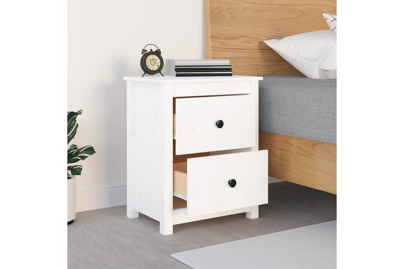 beBasic Nattbord hvit 50x35x61,5 heltre furu - Hvit - Møbler - Bord - Avlastningsbord - Sengebord & nattbord