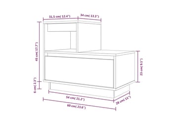 beBasic Nattbord hvit 60x34x51 heltre furu - Hvit - Møbler - Bord - Avlastningsbord - Sengebord & nattbord
