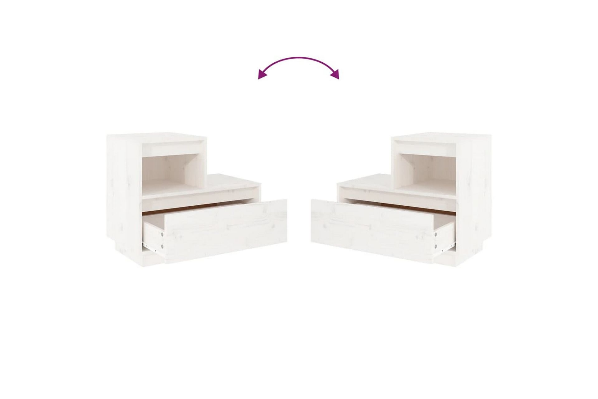 beBasic Nattbord hvit 60x34x51 heltre furu - Hvit - Møbler - Bord - Avlastningsbord - Sengebord & nattbord