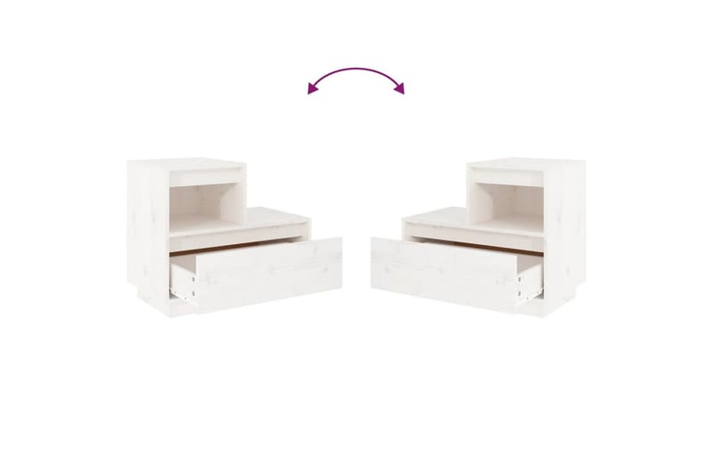 beBasic Nattbord hvit 60x34x51 heltre furu - Hvit - Møbler - Bord - Avlastningsbord - Sengebord & nattbord