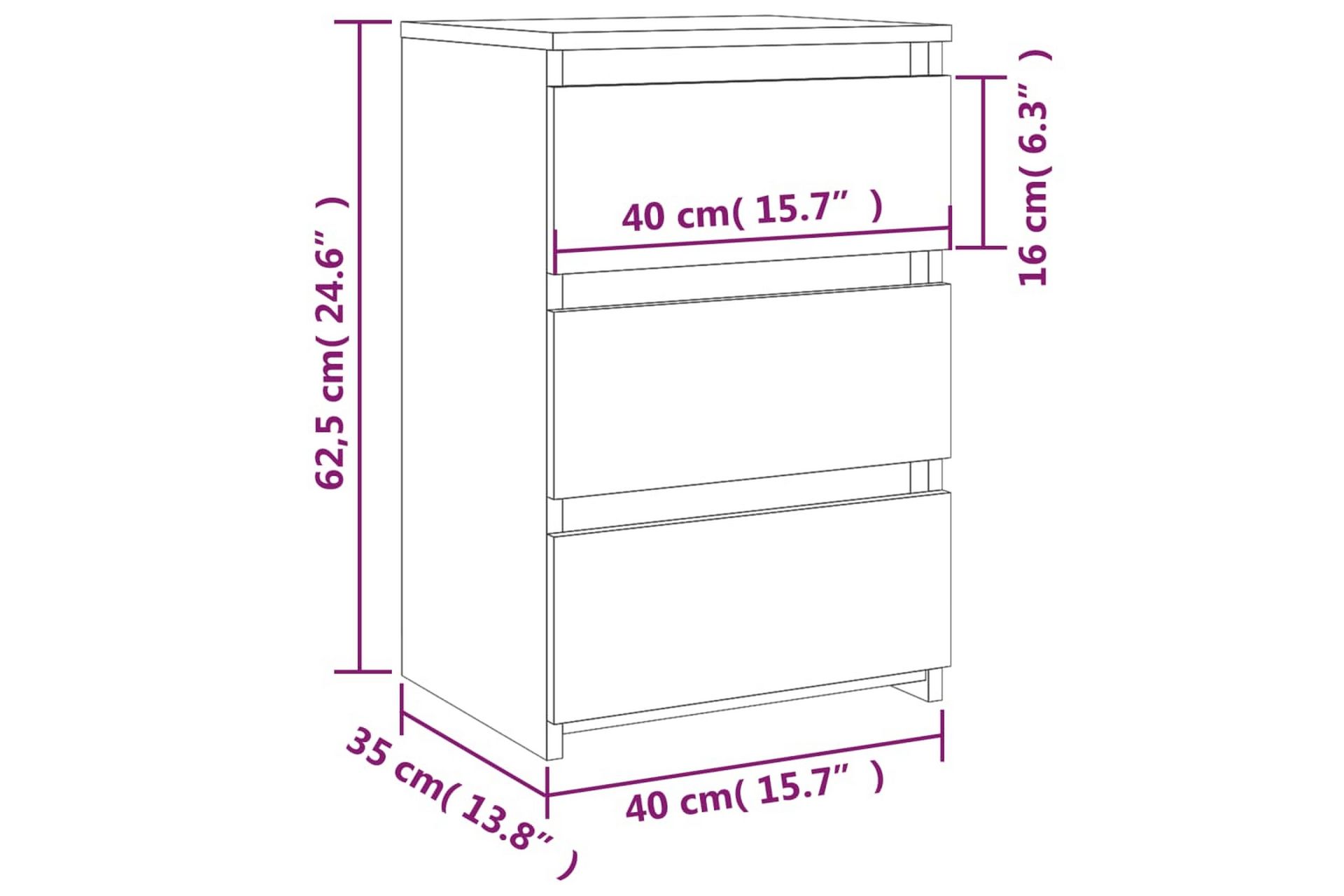 beBasic Nattbord røkt eik 40x35x62,5 cm konstruert tre - Brun - Møbler - Bord - Avlastningsbord - Sengebord & nattbord