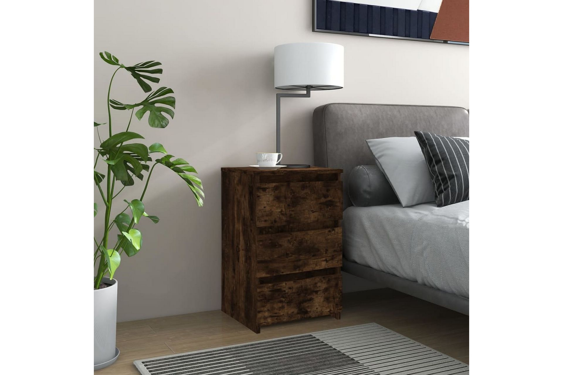 beBasic Nattbord røkt eik 40x35x62,5 cm konstruert tre - Brun - Møbler - Bord - Avlastningsbord - Sengebord & nattbord