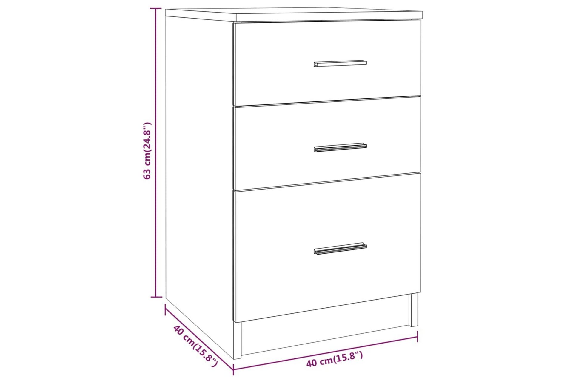 beBasic Nattbord røkt eik 40x40x63 cm konstruert tre - Brun - Møbler - Bord - Avlastningsbord - Sengebord & nattbord
