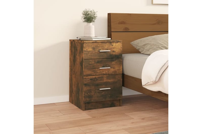 beBasic Nattbord røkt eik 40x40x63 cm konstruert tre - Brun - Møbler - Bord - Avlastningsbord - Sengebord & nattbord