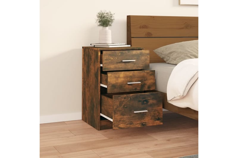 beBasic Nattbord røkt eik 40x40x63 cm konstruert tre - Brun - Møbler - Bord - Avlastningsbord - Sengebord & nattbord