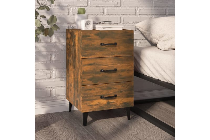 beBasic Nattbord røkt eik 40x40x66 cm konstruert tre - Brun - Møbler - Bord - Avlastningsbord - Sengebord & nattbord