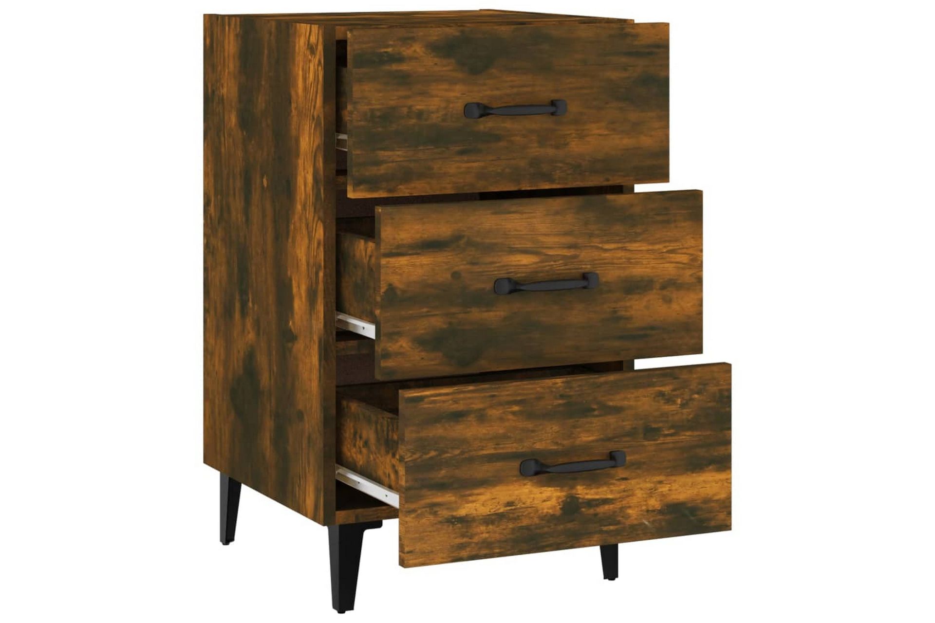 beBasic Nattbord røkt eik 40x40x66 cm konstruert tre - Brun - Møbler - Bord - Avlastningsbord - Sengebord & nattbord