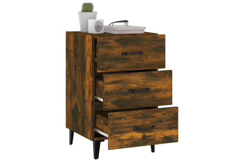 beBasic Nattbord røkt eik 40x40x66 cm konstruert tre - Brun - Møbler - Bord - Avlastningsbord - Sengebord & nattbord