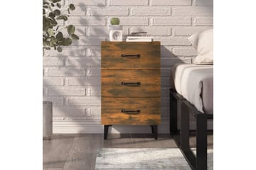 beBasic Nattbord røkt eik 40x40x66 cm konstruert tre - Brun - Møbler - Bord - Avlastningsbord - Sengebord & nattbord