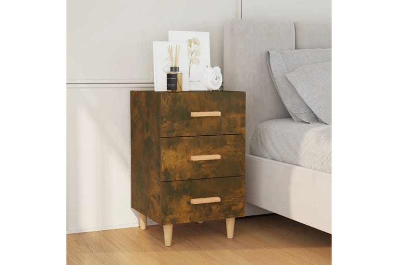 beBasic Nattbord røkt eik 40x40x66 cm konstruert tre - Brun - Møbler - Bord - Avlastningsbord - Sengebord & nattbord