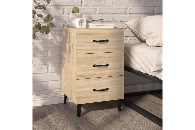 beBasic Nattbord sonoma eik 40x40x66 cm konstruert tre - Brun - Møbler - Bord - Avlastningsbord - Sengebord & nattbord
