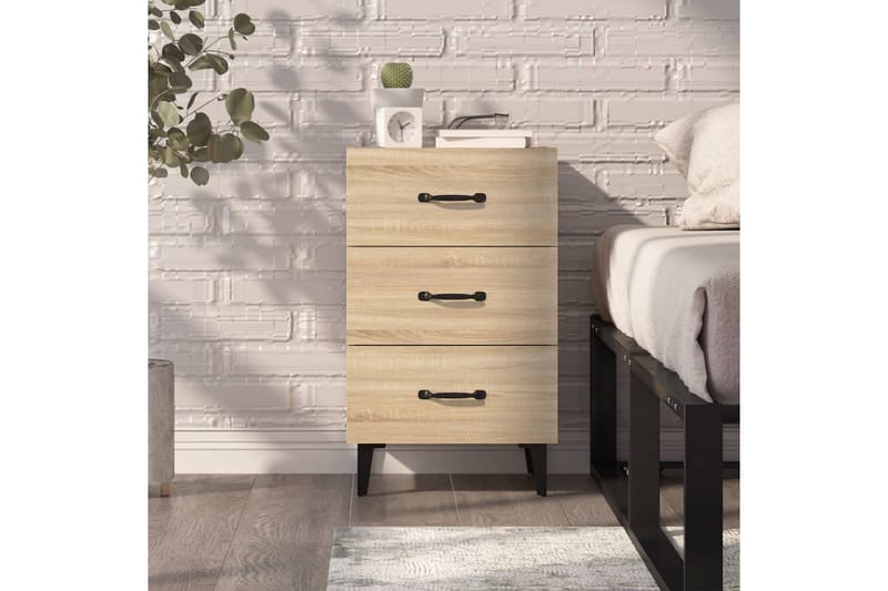beBasic Nattbord sonoma eik 40x40x66 cm konstruert tre - Brun - Møbler - Bord - Avlastningsbord - Sengebord & nattbord