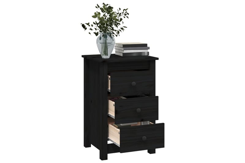 beBasic Nattbord svart 40x35x61,5 heltre furu - Svart - Møbler - Bord - Avlastningsbord - Sengebord & nattbord