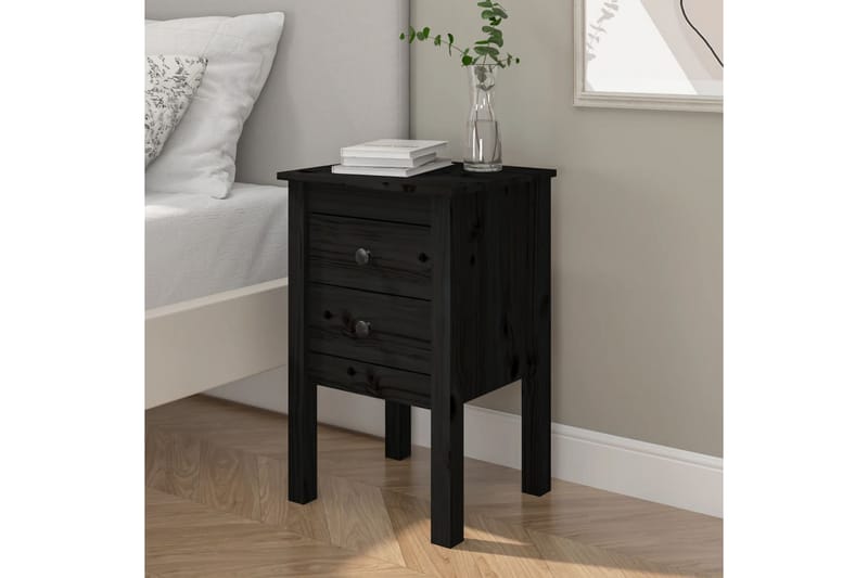 beBasic Nattbord svart 40x35x61,5 heltre furu - Svart - Møbler - Bord - Avlastningsbord - Sengebord & nattbord