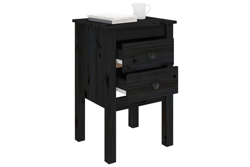 beBasic Nattbord svart 40x35x61,5 heltre furu - Svart - Møbler - Bord - Avlastningsbord - Sengebord & nattbord