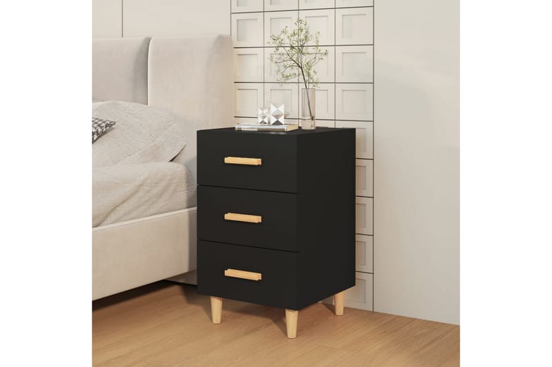 beBasic Nattbord svart 40x40x66 cm konstruert tre - Svart - Møbler - Bord - Avlastningsbord - Sengebord & nattbord