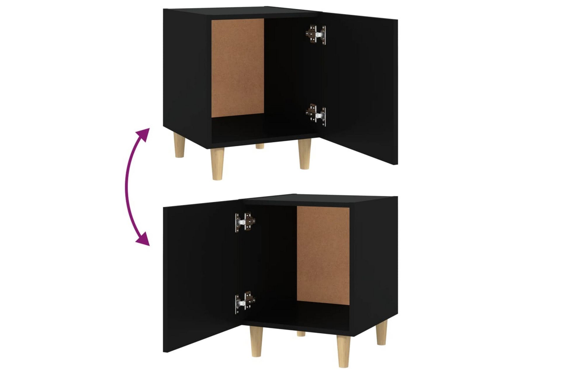 beBasic Nattbord svart konstruert tre - Svart - Møbler - Bord - Avlastningsbord - Sengebord & nattbord