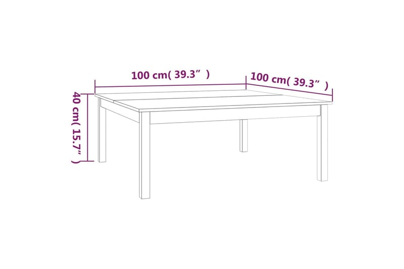 beBasic Salongbord 100x100x40 cm heltre furu - Brun - Møbler - Bord - Avlastningsbord - Lampebord & sidebord